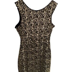 Guess dress Black Gold Sequin Vienna leopard dress lined small NeW party